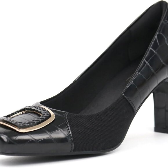 Women Dress Pumps Synthetic Leather Bunion Friendly 3 Inch Heels for Work - Picture 1 of 6